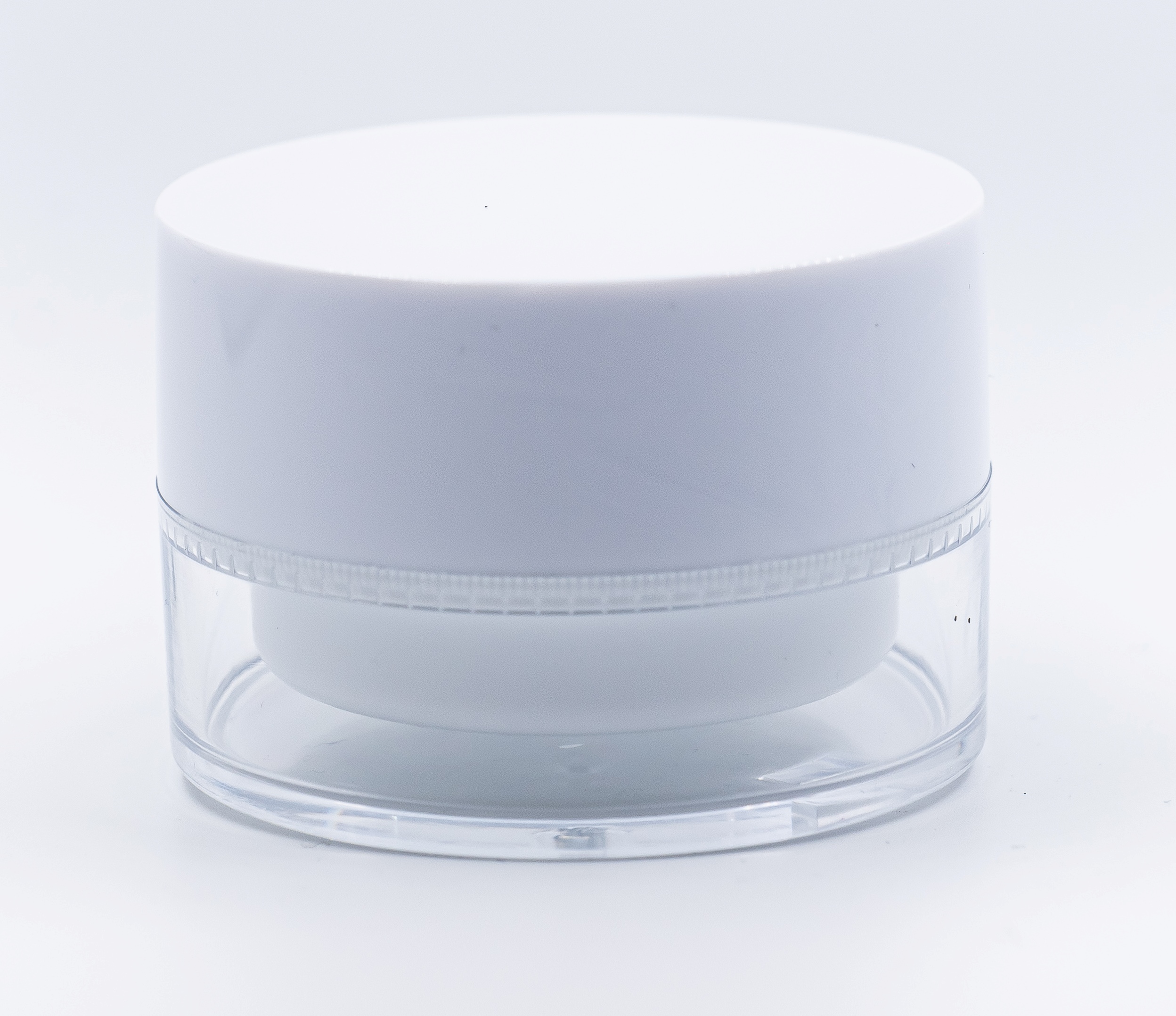 Ёмкость под крем б/л б/т ВГ030 Light цвет корпуса снаружи прозрачный, белый внутри, крышка белая