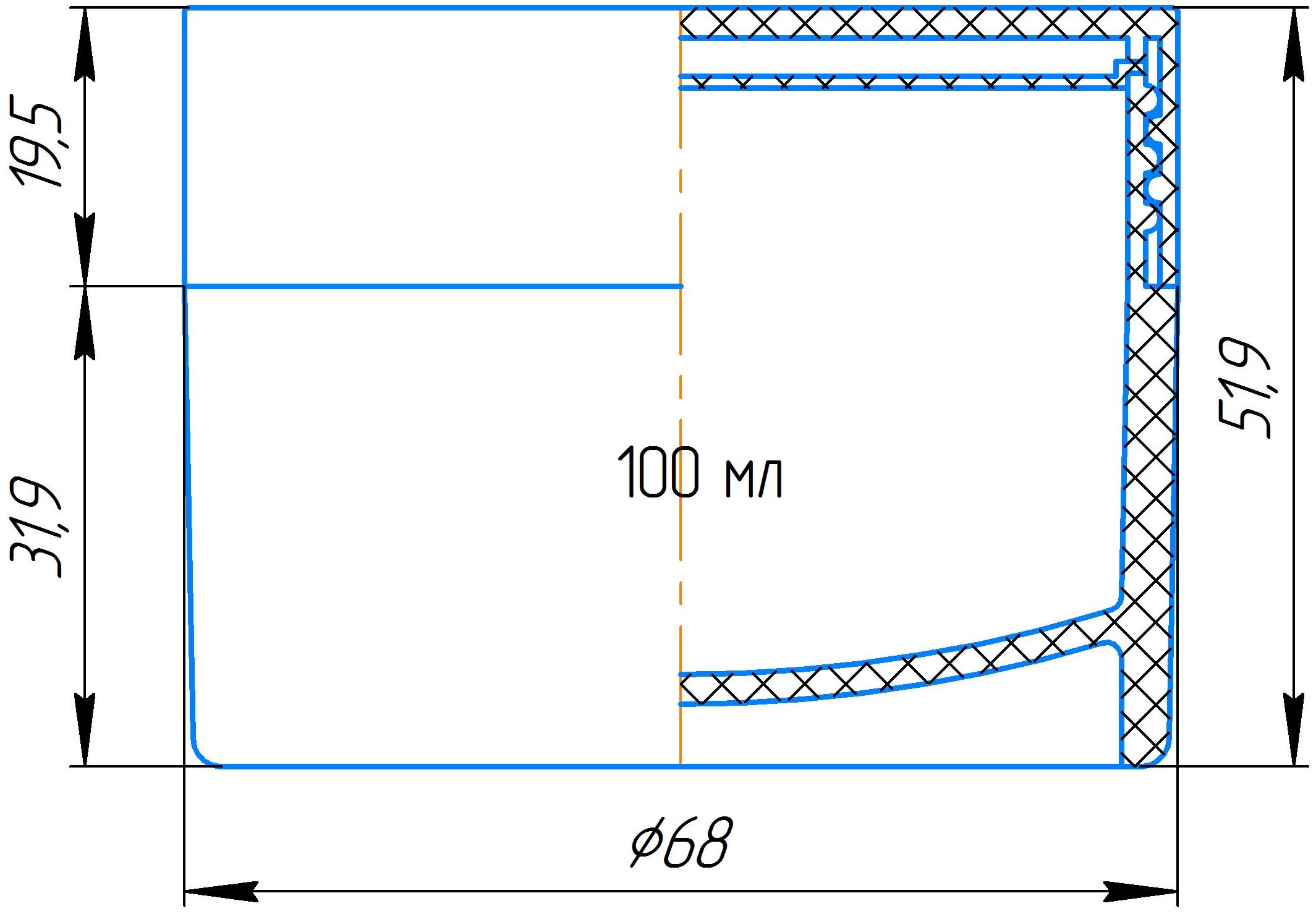 Ёмкость под крем б/л б/т БК 100.01.000 цвет белый